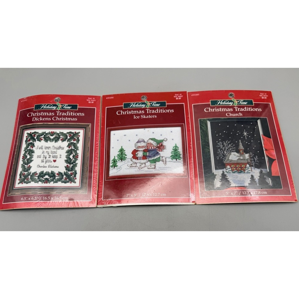 Holiday Time Christmas Traditions Cross Stitch Kits Lot of 3 Leisure Arts